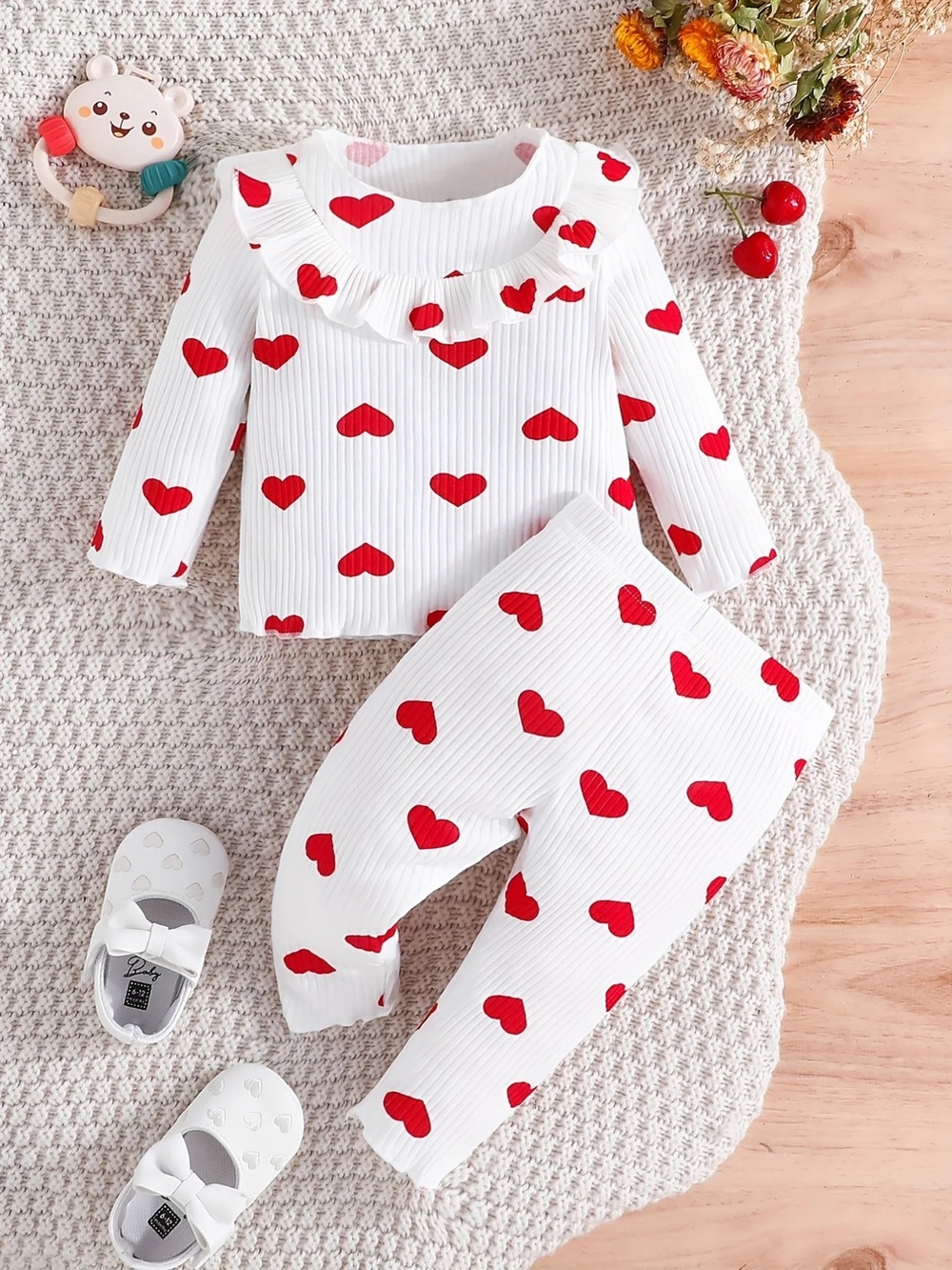 Baby Two-Piece Heart Print Outfit Set